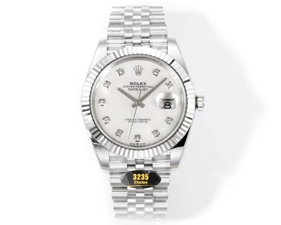 Rolex Datejust 3235 Movement 41mm 904L Steel Fluted Bezel White Face Jubilee Band Watch